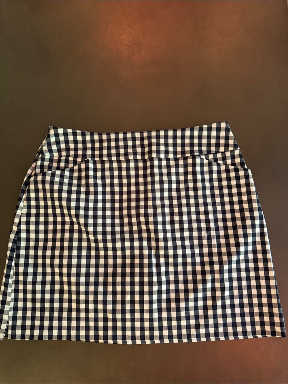 Charter Club Navy and White Gingham Mini Skirt